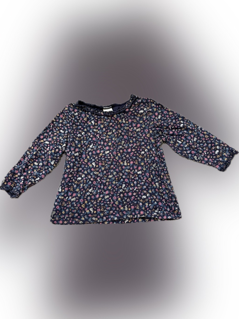 H&M Navy Floral Long Sleeve Tee